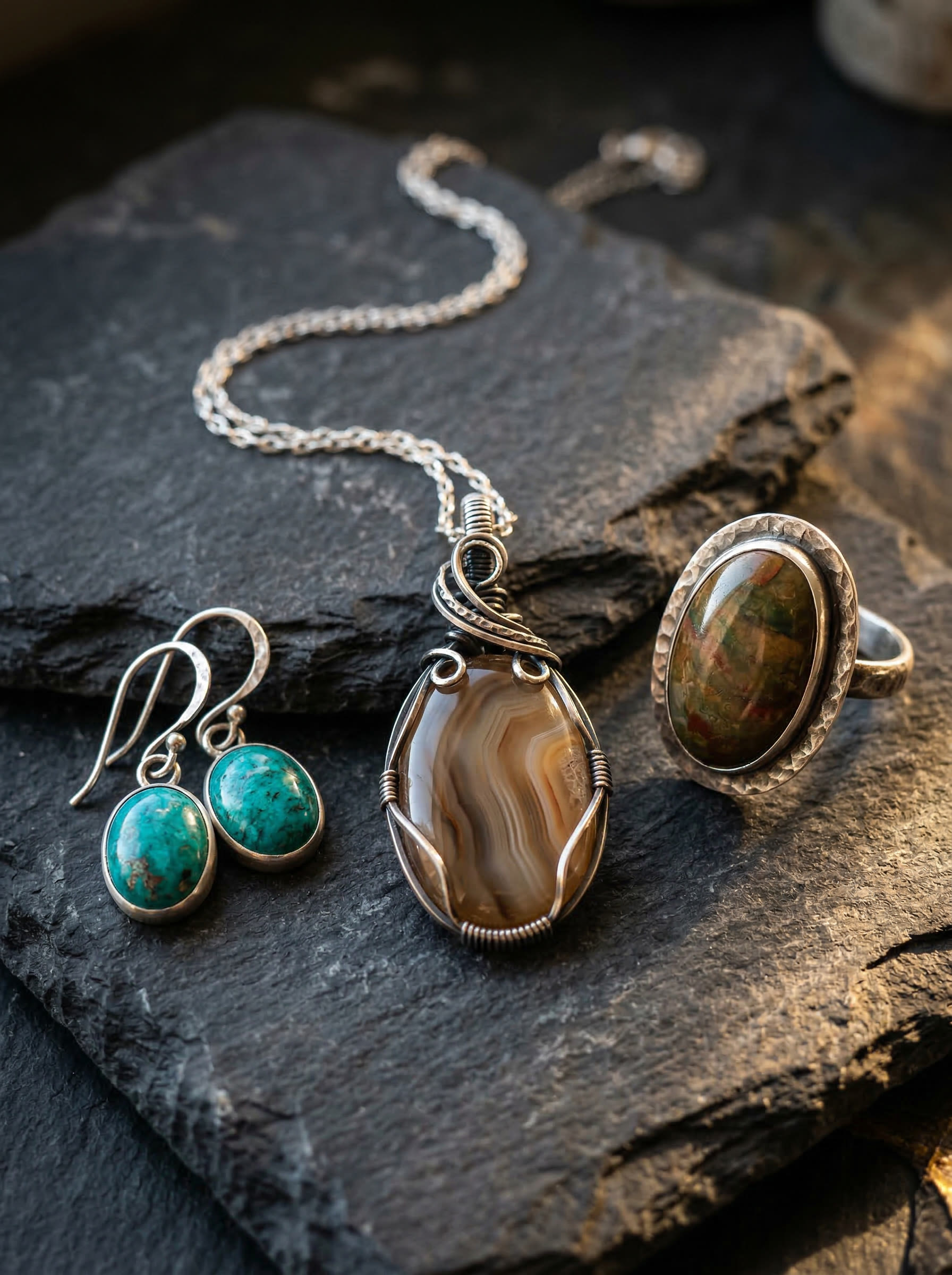 Handcrafted gemstone jewelry featuring Oregon stones